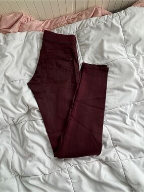James Jeans 25 Burgundy Coated Skinny Waxed Oxblood Mid Rise Skinny
